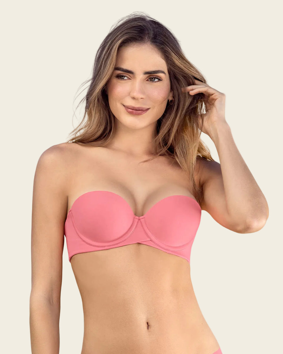 Sostén Strapless de Doble Realce que Aumenta dos Tallas de Copa
