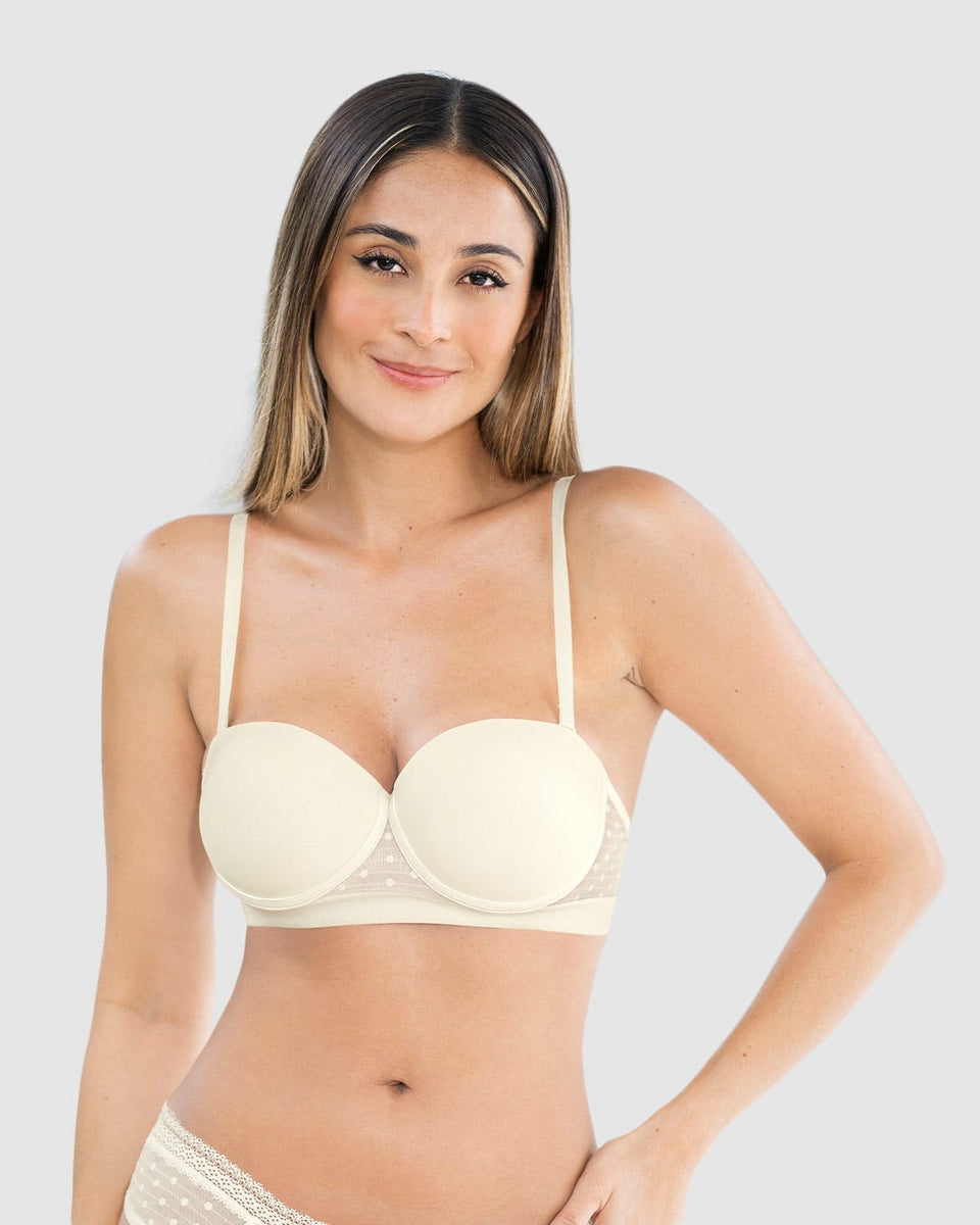 Sostén balconet con realce medio y espalda en tul