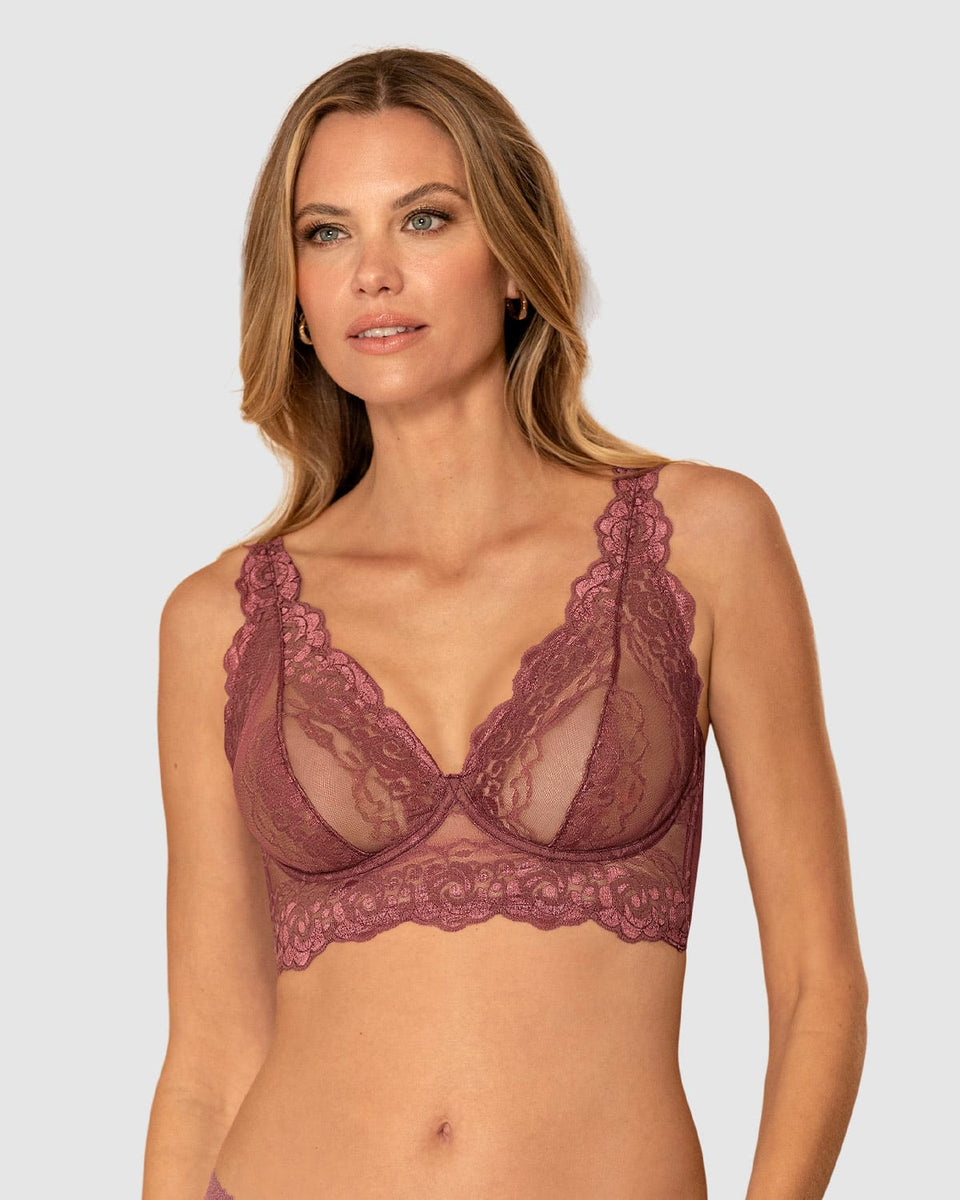 Sostén tipo bralette en encaje y transparencias