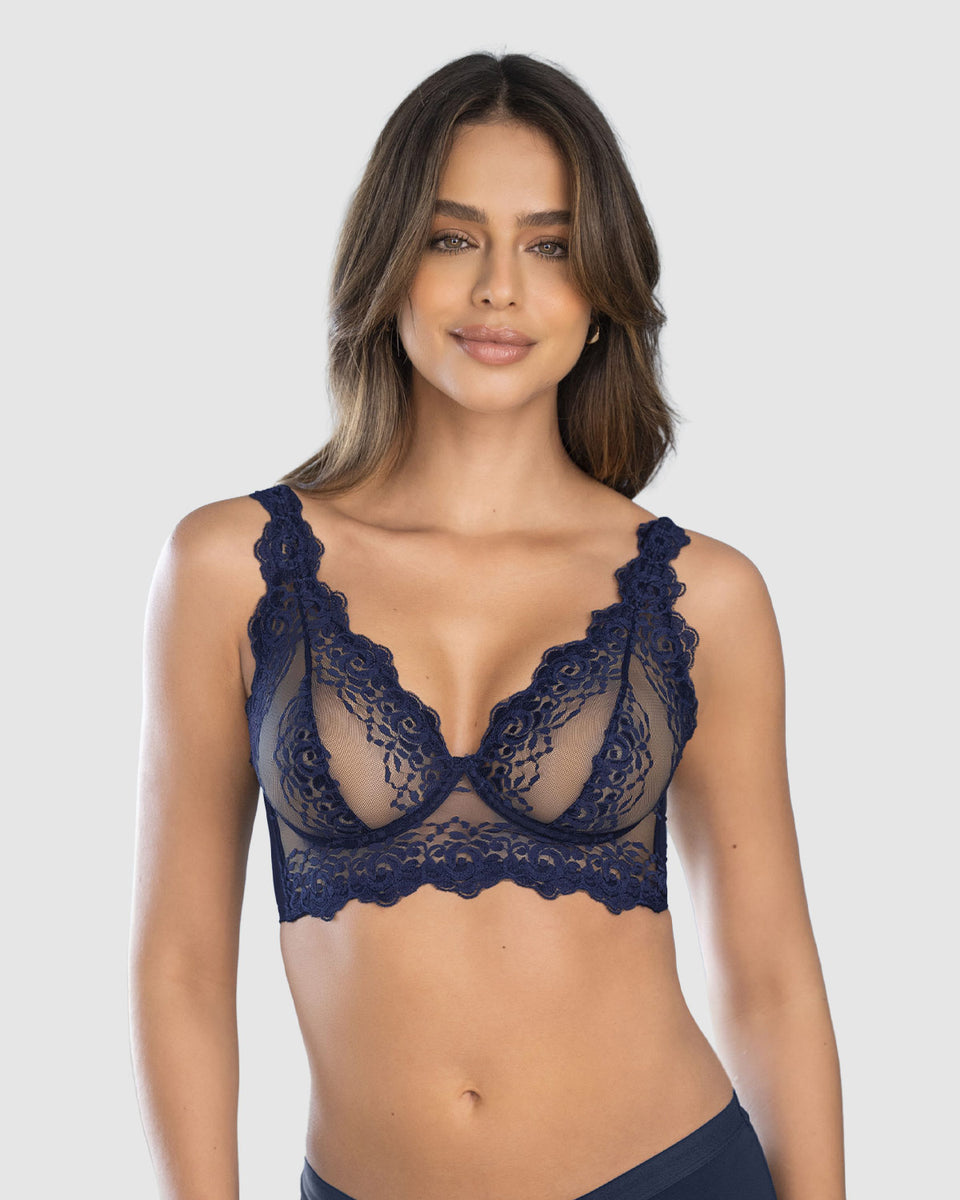 Sostén tipo bralette en encaje y transparencias