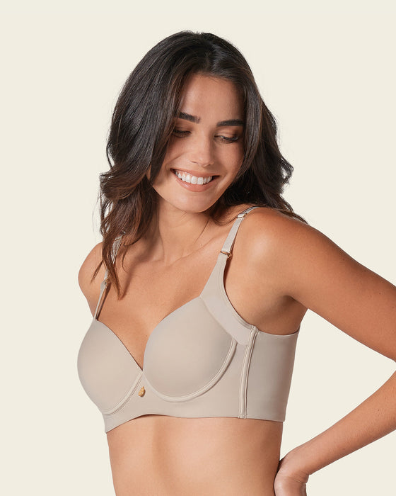Sostén de realce suave y cubrimiento alto en sisa y espalda cover bra#color_802-cafe-claro