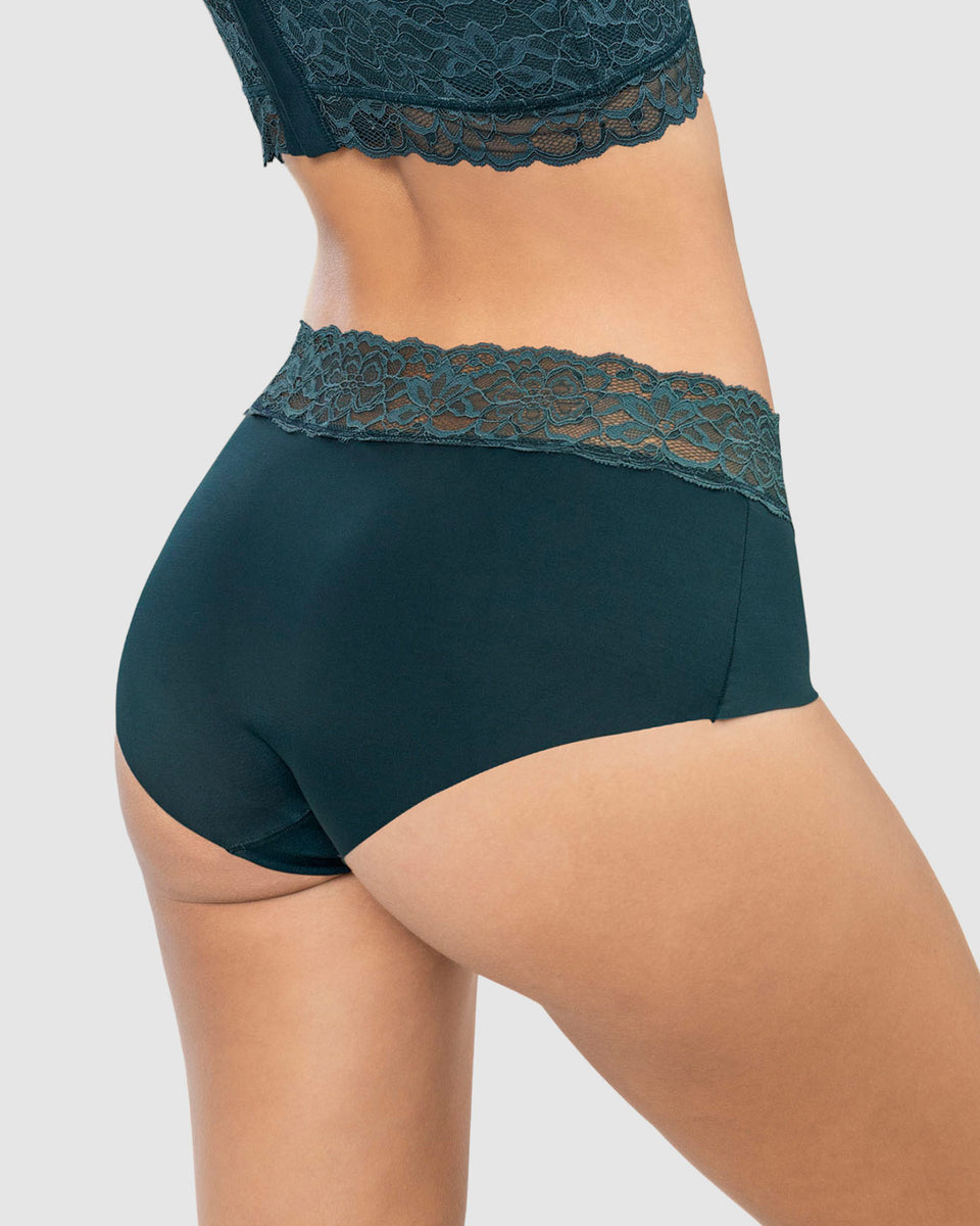 Calzón hípster en tela ultraliviana con franja de encaje