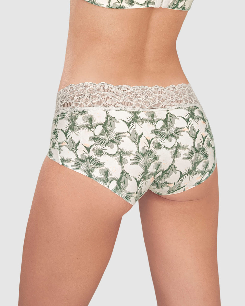Calzón hípster en tela ultraliviana con franja de encaje