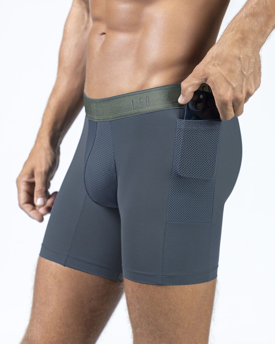 Bóxer deportivo con bolsillo lateral en microfibra