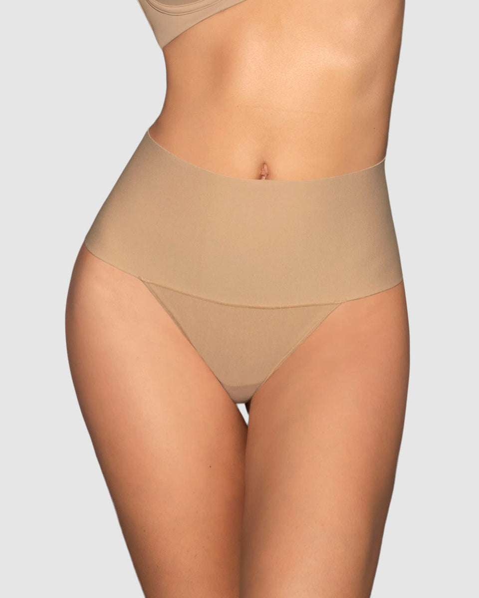Calzón faja colaless con fajón ancho de control fuerte tiro alto