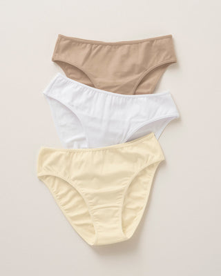 Paquete x 3 calzones tipo bikini en algodón con total cubrimiento#color_s08-cafe-blanco-marfil