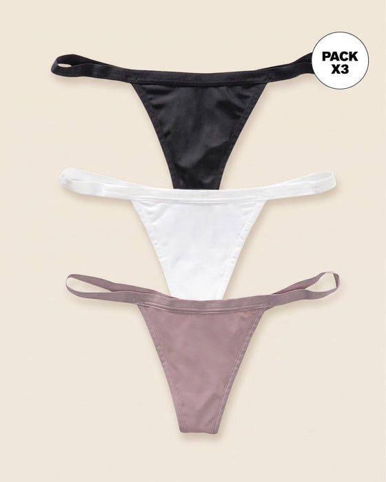 Pack x 3 tangas colaless de tiro bajo#color_s49-rosado-blanco-negro