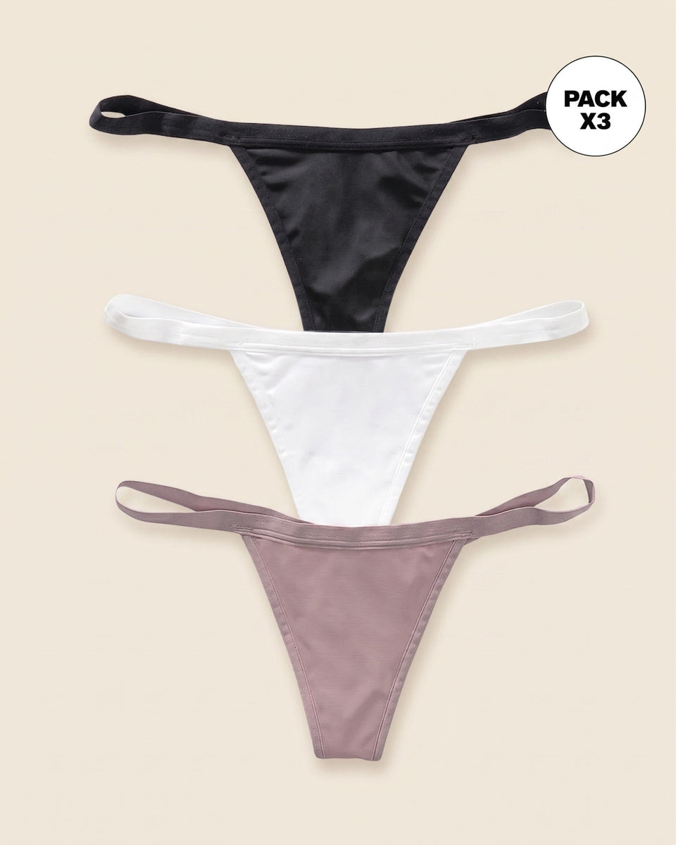 Pack x 3 tangas colaless de tiro bajo