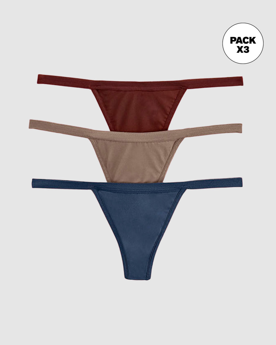 Pack x 3 tangas colaless de tiro bajo