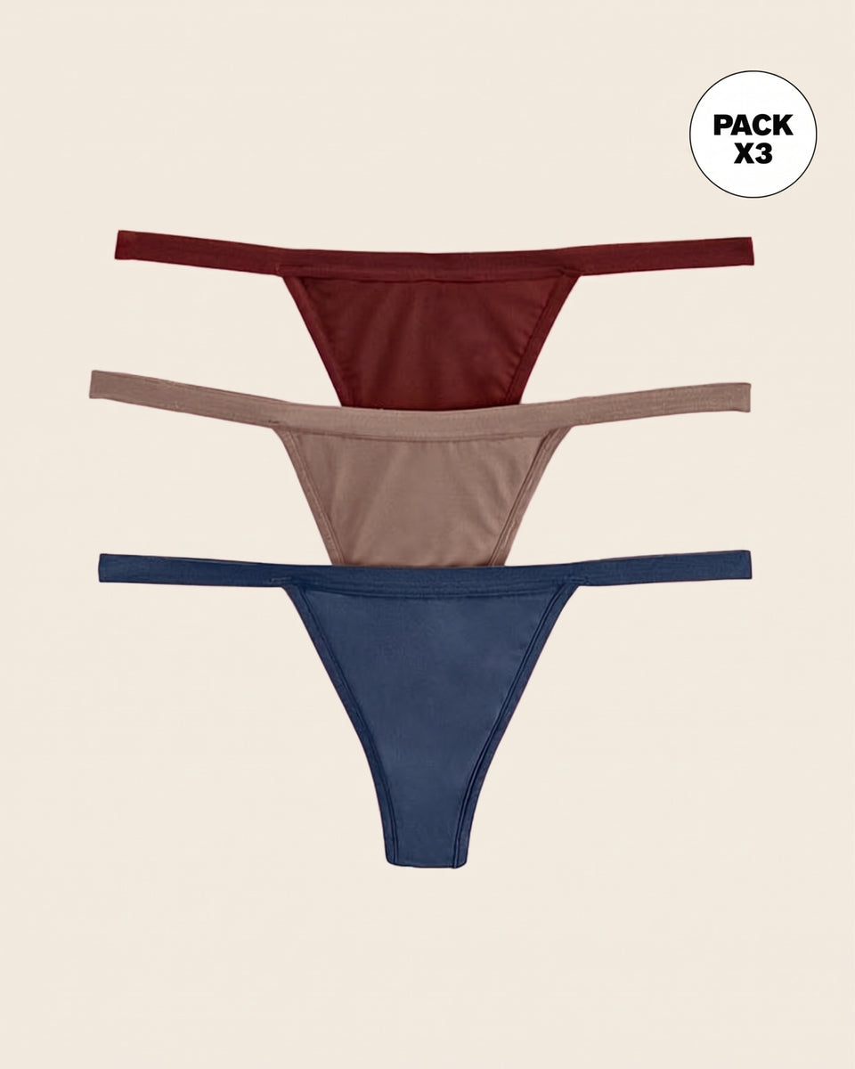 Pack x 3 tangas colaless de tiro bajo