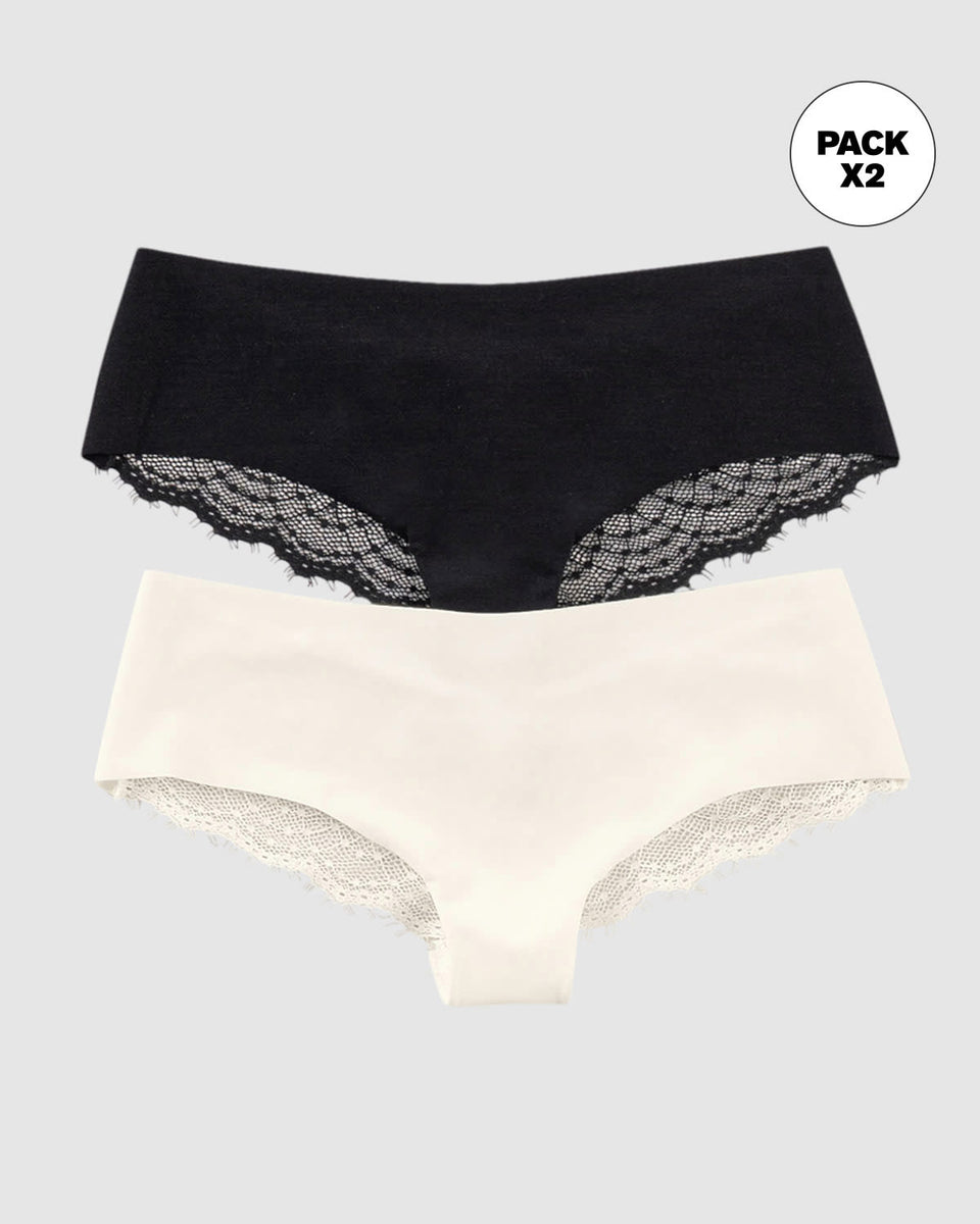Paquete x2 panties cacheteros descaderados con encaje