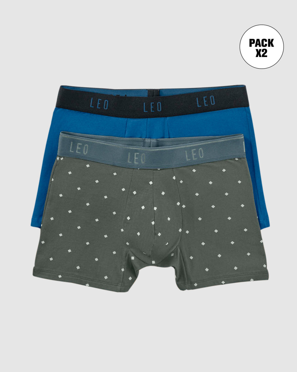 Pack x2 bóxers cortos en algodón elástico