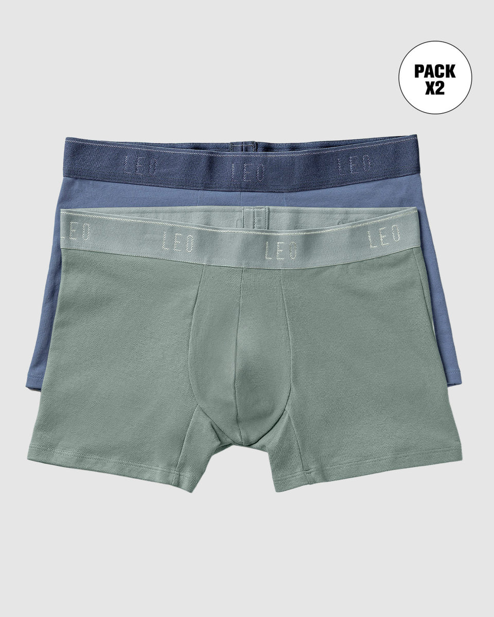 Pack x2 bóxers cortos en algodón elástico