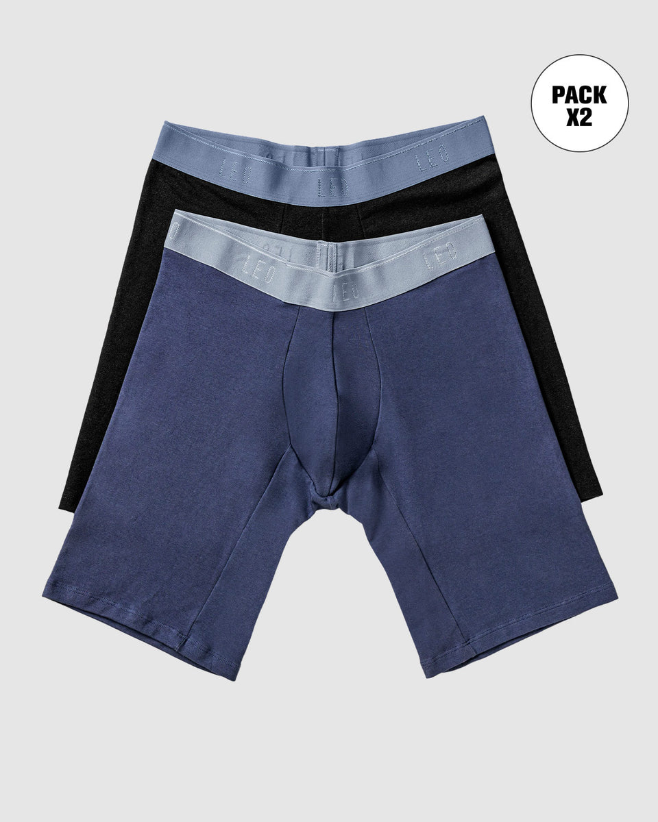 Pack x2 bóxers largos ajustado con algodón