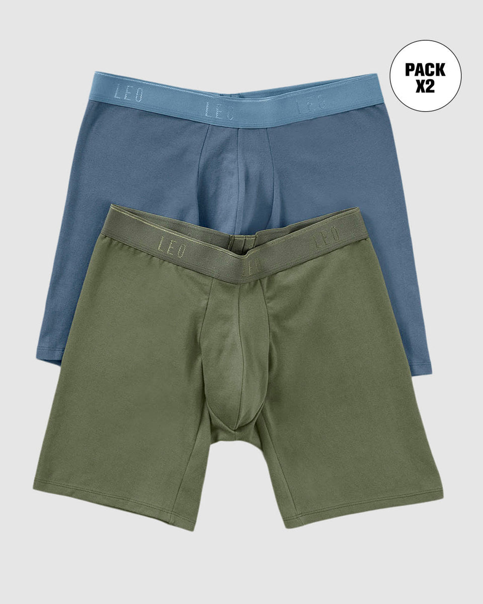 Pack x2 bóxers largos ajustado en algodón