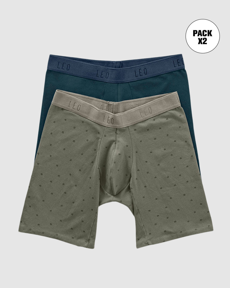 Pack x2 bóxers largos ajustado con algodón