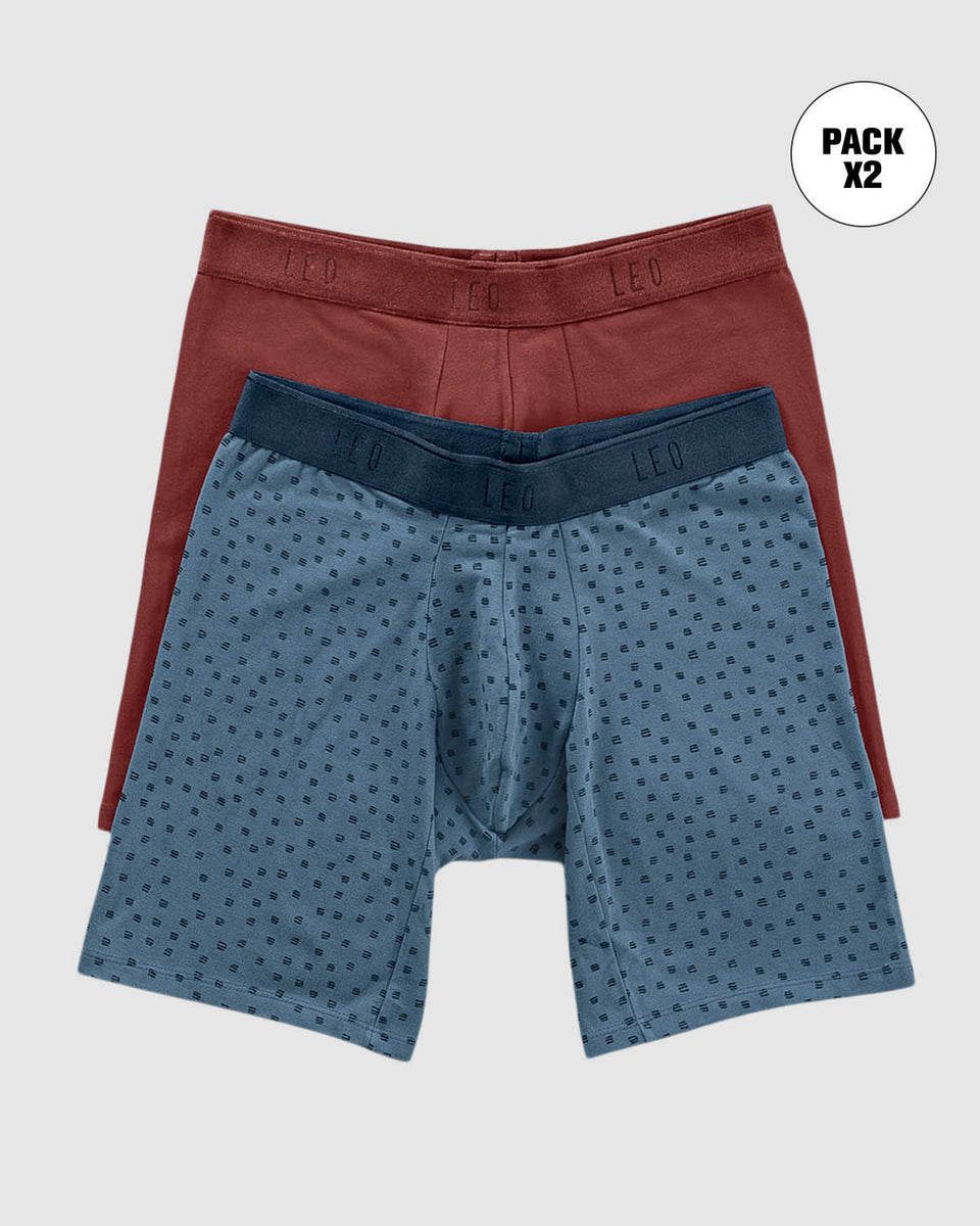 Pack x2 bóxers largos ajustado con algodón