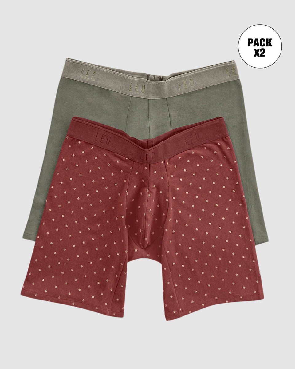 Pack x2 bóxers largos ajustado con algodón