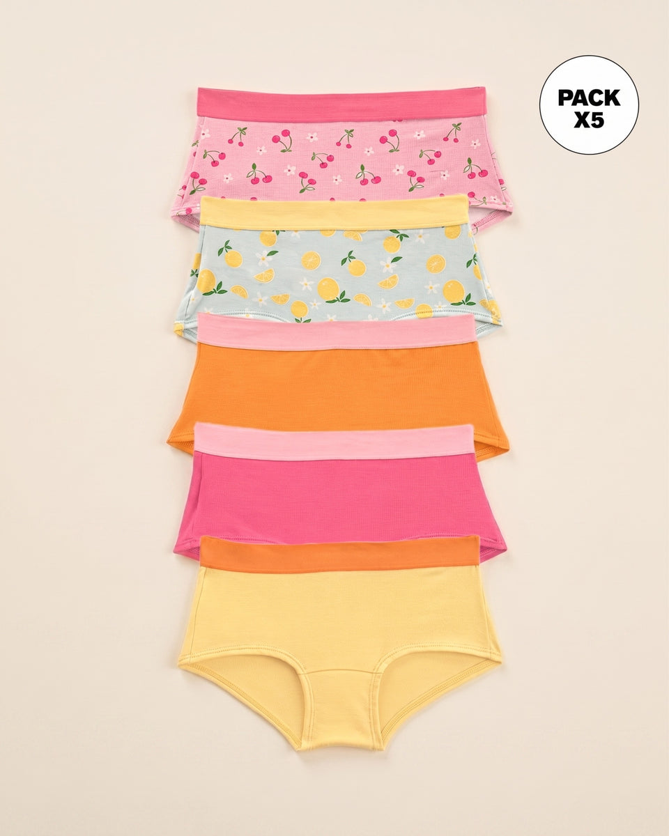 Pack x 5 calzones tipo pantaleta para niña