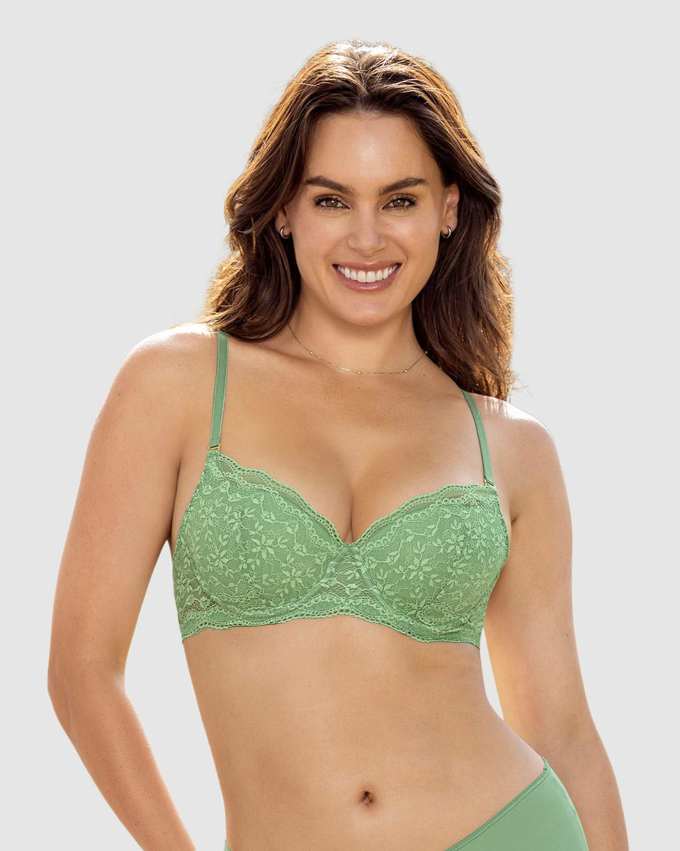 Sostén de realce suave en encaje con breteles multiusos
