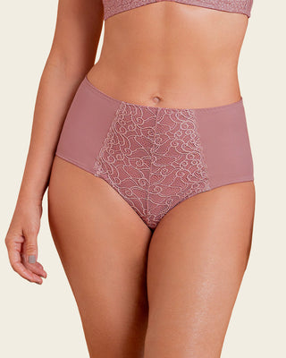 Calzón clásico de control suave con toques de encaje en abdomen#color_181-rosa