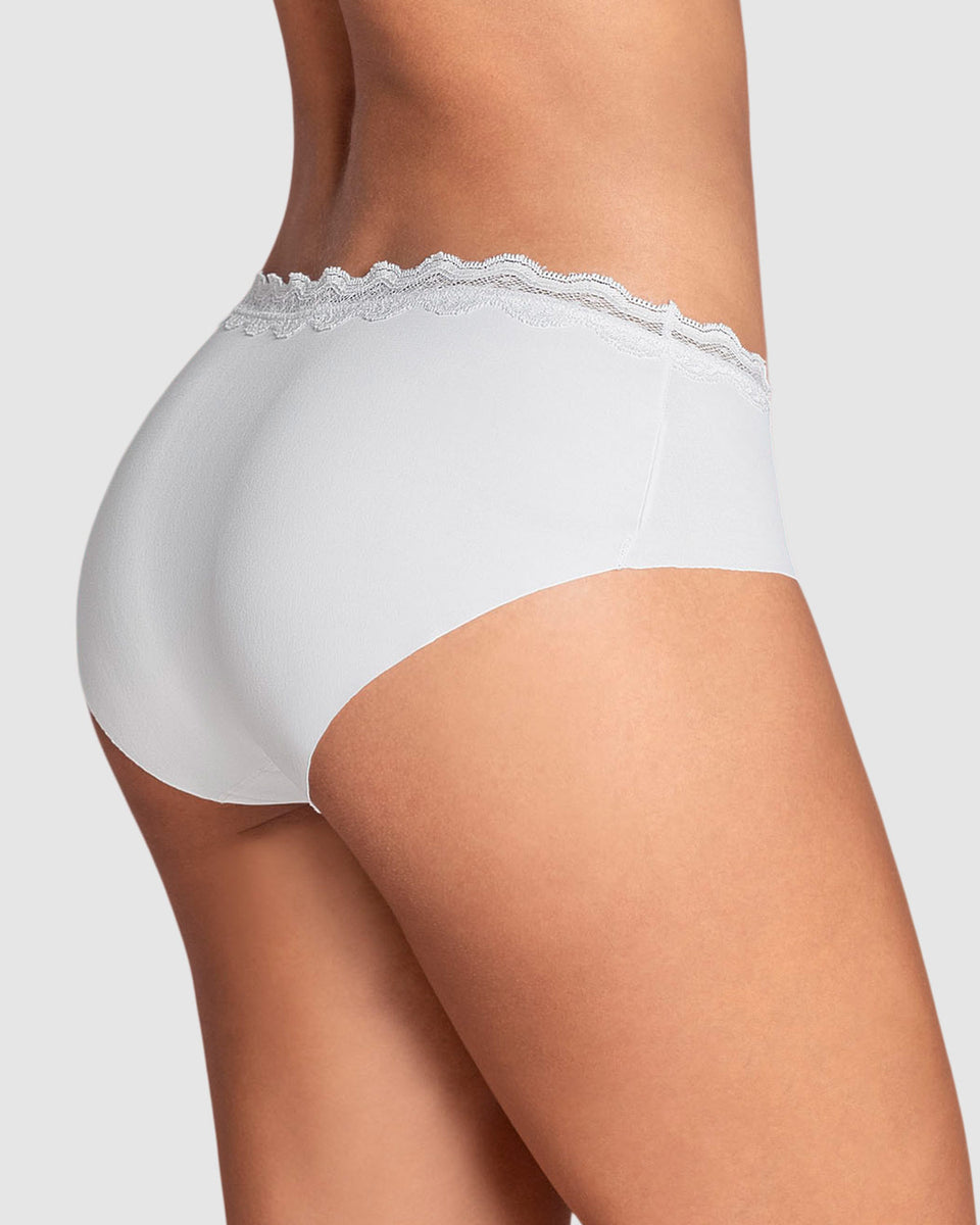 Calzón hípster con encaje en cintura tiro medio