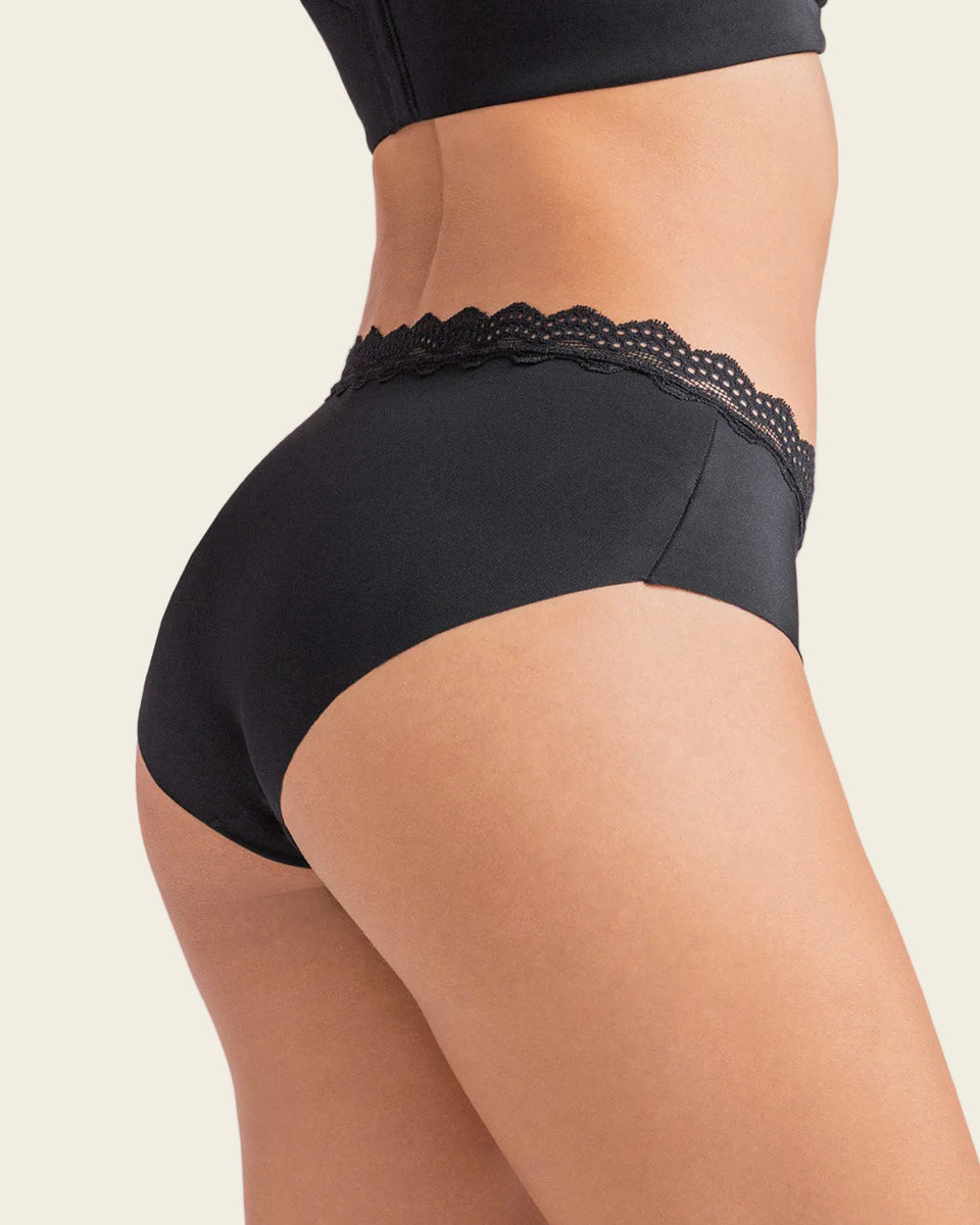 Panty hipster con encaje en cintura tiro medio