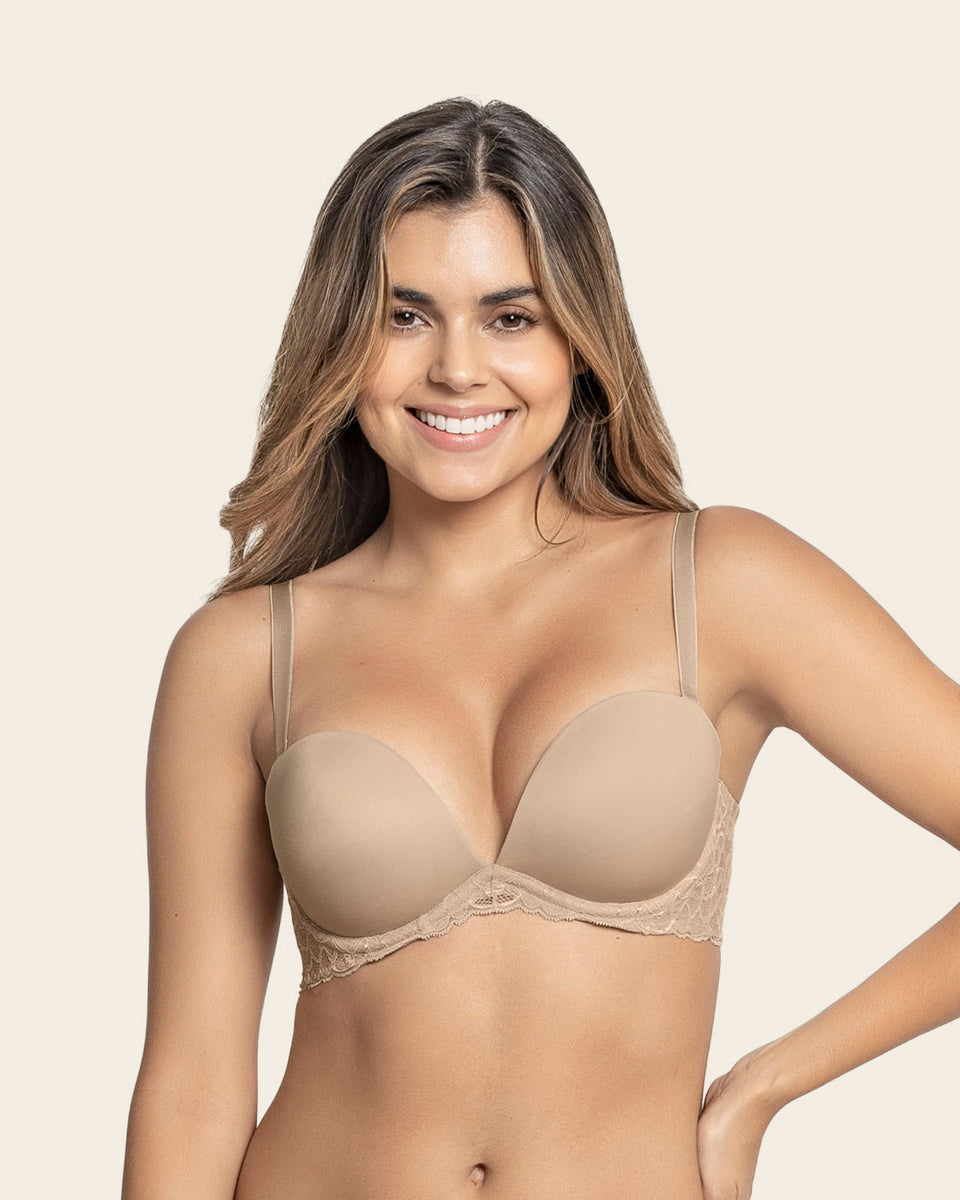 Brasier triple realce efecto 3d escote profundo