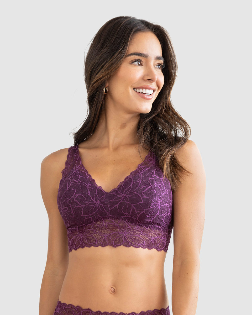 Bralette triangular en encaje sin copas ni arcos