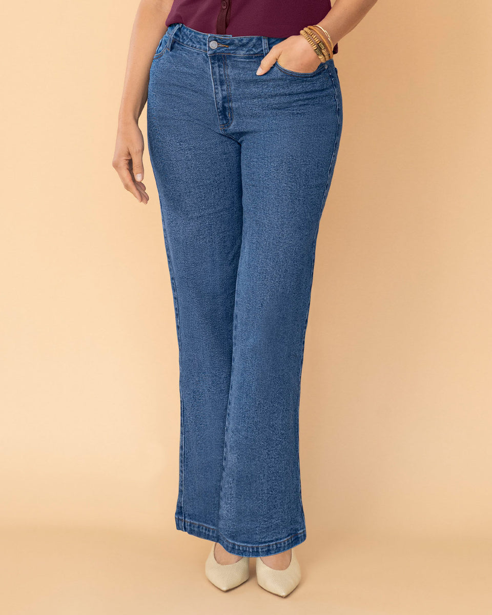 Jean bota ancha esencial para mujer