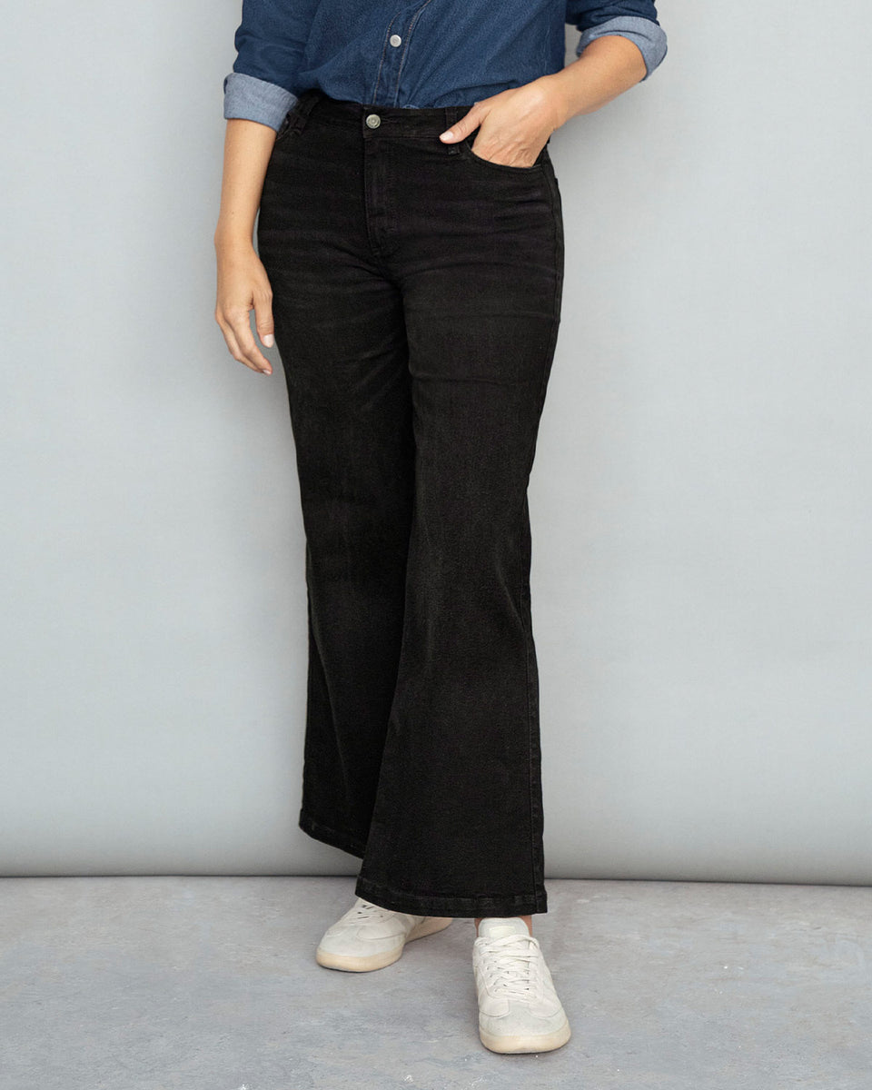 Jean bota ancha esencial para mujer