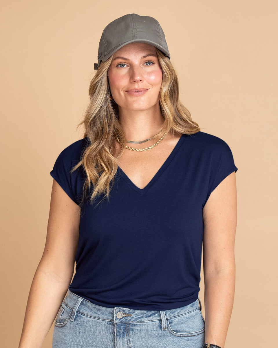 Camiseta manga corta con cuello en V