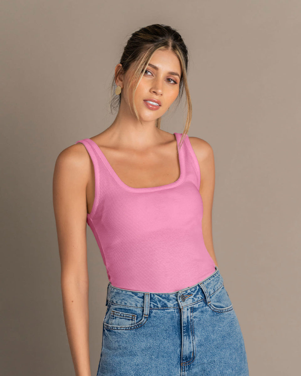 Camiseta manga sisa con cuello en U y espalda descubierta