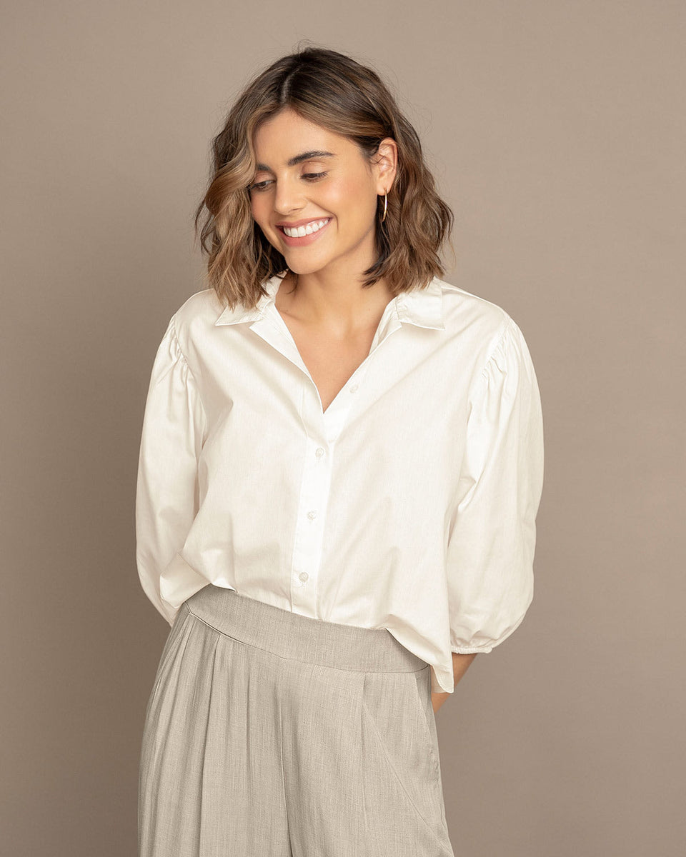Blusa manga 3/4 con botones y elástico en puños