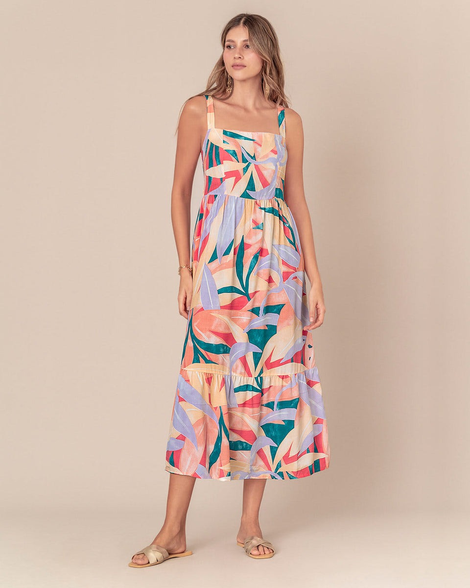 Vestido midi de tiritas y bolero en ruedo