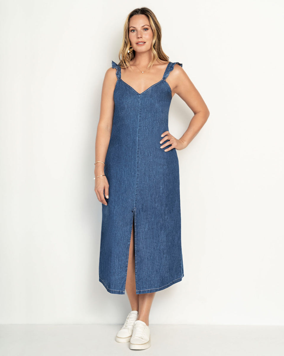 Vestido midi tipo denim
