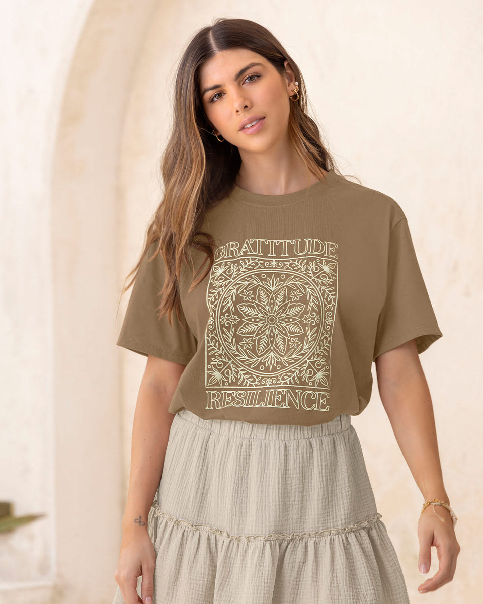 Camiseta manga corta estampada con cuello redondo en rib