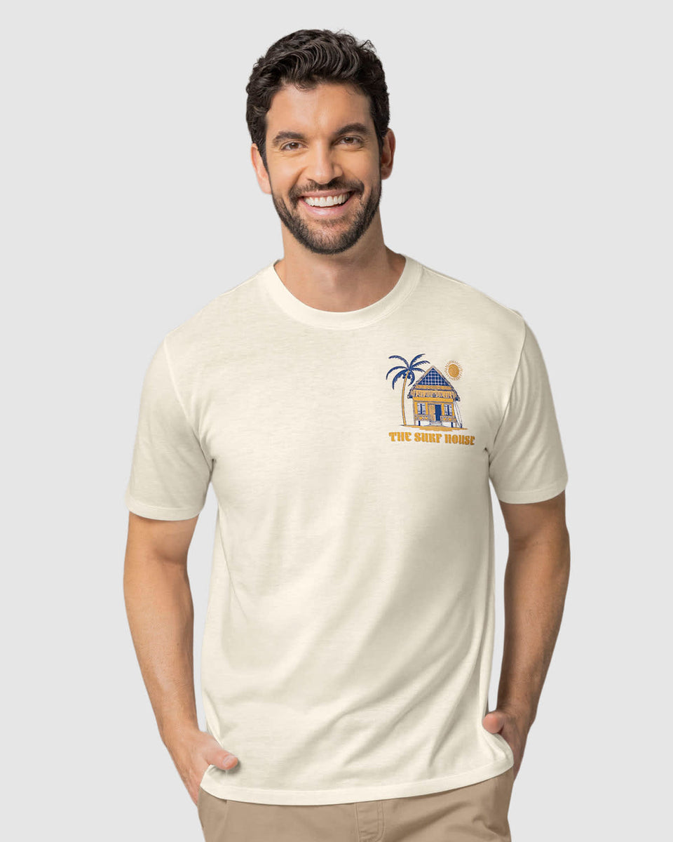 Camiseta manga corta con estampado localizado y cuello redondo