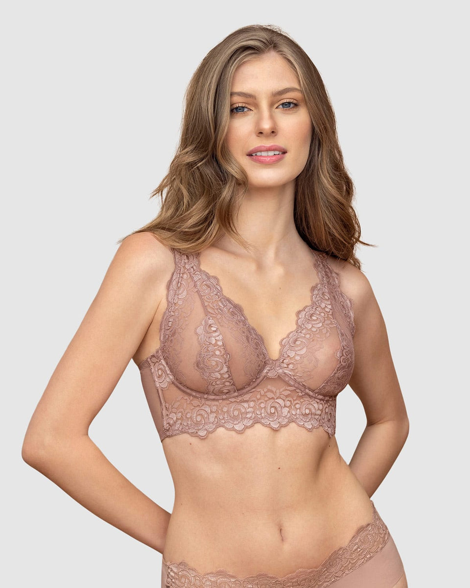 Sostén tipo bralette en encaje y transparencias