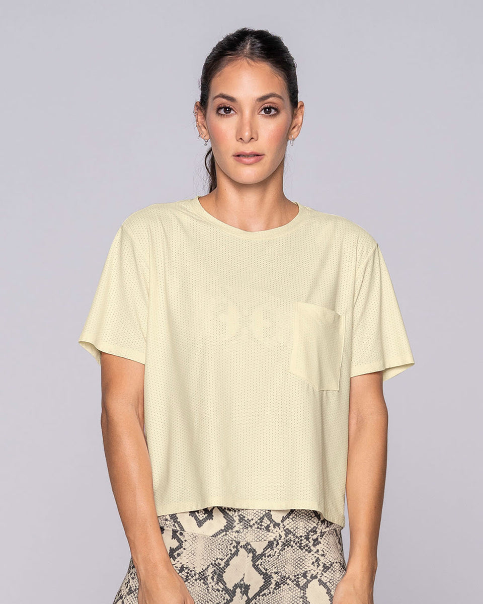 Camiseta manga corta deportiva de secado rápido con bolsillo