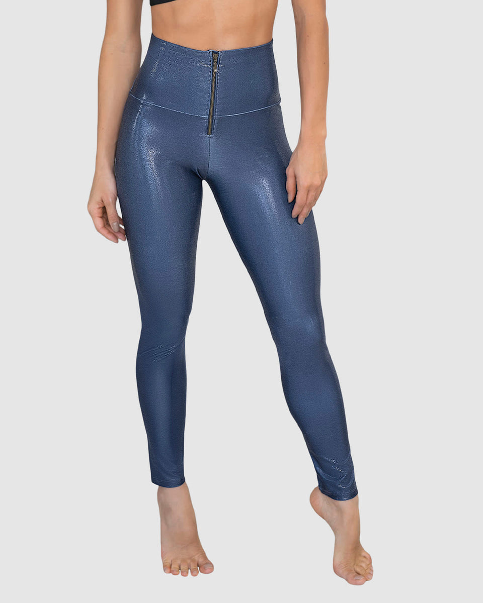 Leggings con acabado imitación cuero con control de abdomen