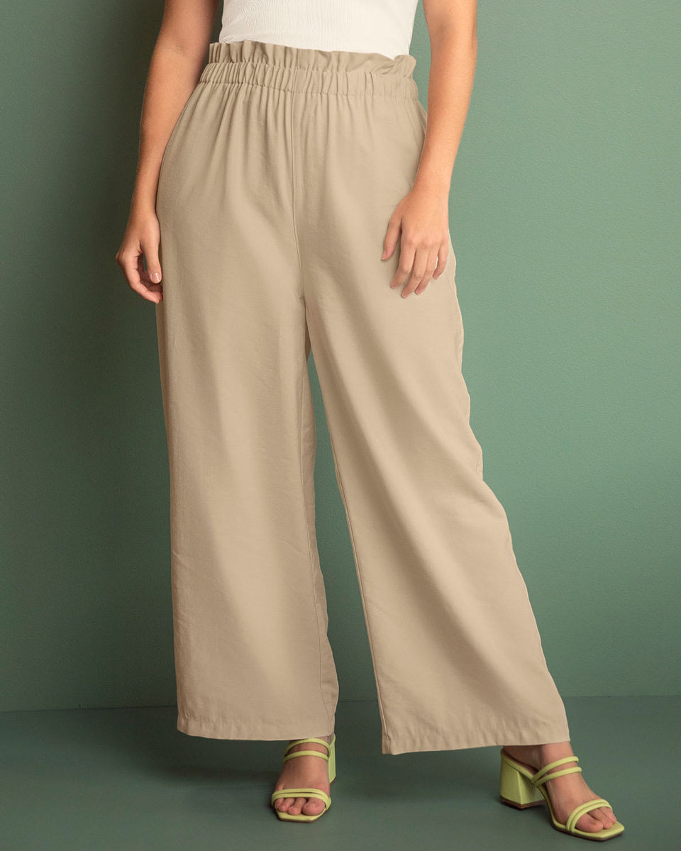 Pantalón bota ancha con cintura elástica