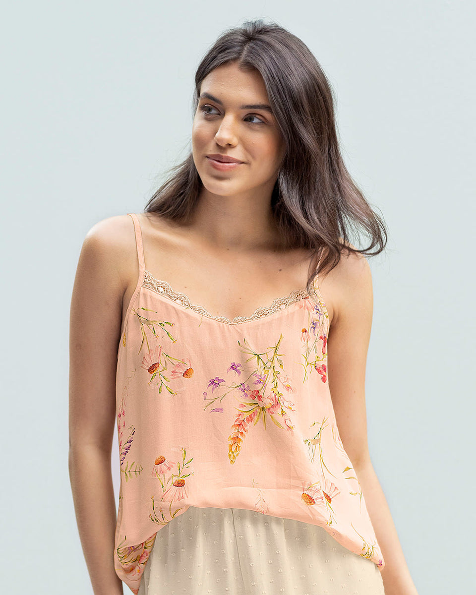 Blusa de pijama de tiritas escote en v estampada