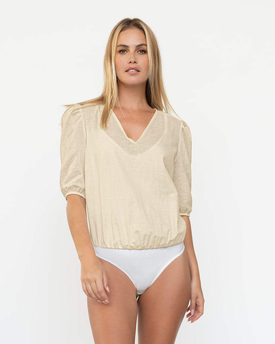 Body manga larga con panty tipo brasilera