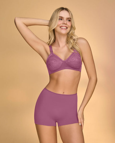 Sostén clásico sin arco con copas en encaje#color_402-morado