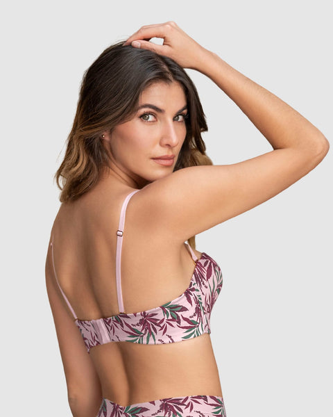 Sostén strapless Antigravedad de realce alto sin arco#color_b89-estampado-hojas