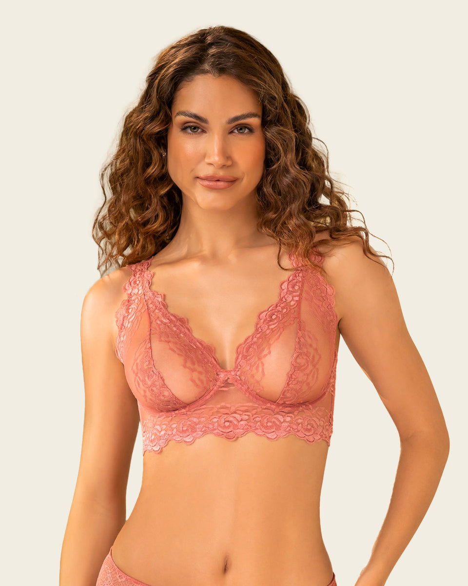 Sostén tipo bralette en encaje y transparencias