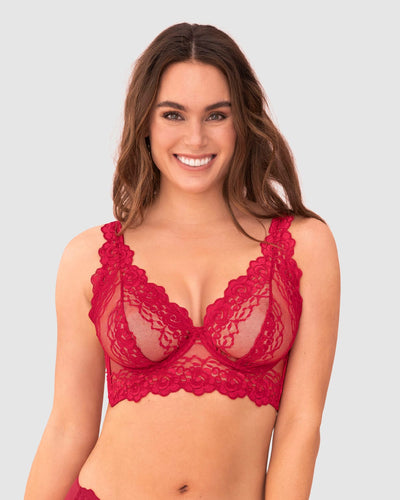 Sostén tipo bralette en encaje y transparencias#color_302-rojo-cereza