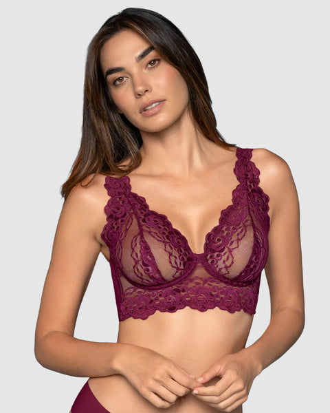 Sostén tipo bralette en encaje y transparencias#color_430-vino