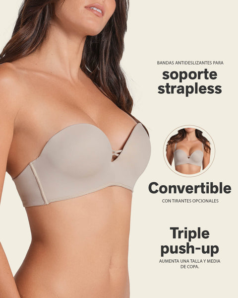 Sostén wow de triple realce ideal como strapless#color_802-cafe-claro